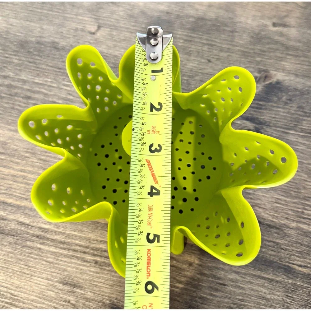 Joie Silicone Vegetable Steamer Basket Lime Green Flower Design Kitchen Tool
